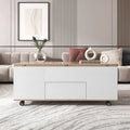 Table basse relevable avec tiroirs et étagères