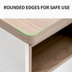 Table basse relevable avec tiroirs et étagères