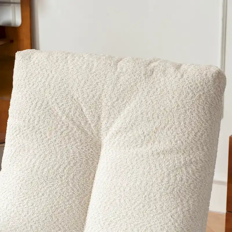 Fauteuil à bascule rembourré à dossier haut avec repose-pieds et pieds en bois