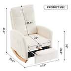 Fauteuil à bascule rembourré à dossier haut avec repose-pieds et pieds en bois
