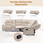 Fauteuil inclinable manuel avec bande lumineuse LED, ports USB, rangement dissimulé et porte-gobelets - Crème
