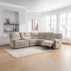 Fauteuil inclinable manuel avec bande lumineuse LED, ports USB, rangement dissimulé et porte-gobelets - Crème
