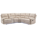 Fauteuil inclinable manuel avec bande lumineuse LED, ports USB, rangement dissimulé et porte-gobelets - Crème