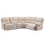 Fauteuil inclinable manuel avec bande lumineuse LED, ports USB, rangement dissimulé et porte-gobelets - Crème