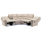 Fauteuil inclinable manuel avec bande lumineuse LED, ports USB, rangement dissimulé et porte-gobelets - Crème