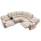 Fauteuil inclinable manuel avec bande lumineuse LED, ports USB, rangement dissimulé et porte-gobelets - Crème