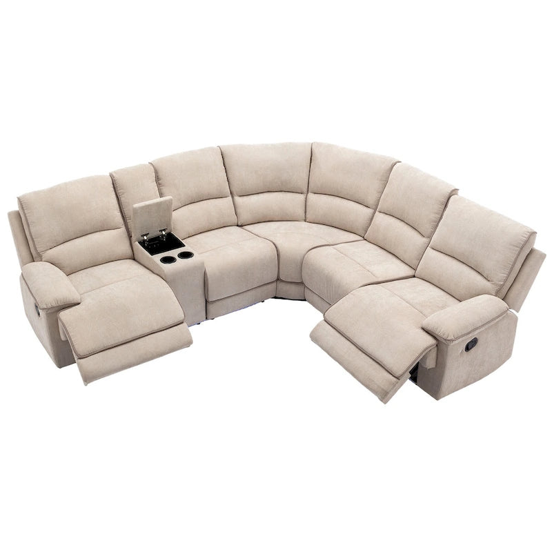 Fauteuil inclinable manuel avec bande lumineuse LED, ports USB, rangement dissimulé et porte-gobelets - Crème