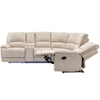 Fauteuil inclinable manuel avec bande lumineuse LED, ports USB, rangement dissimulé et porte-gobelets - Crème