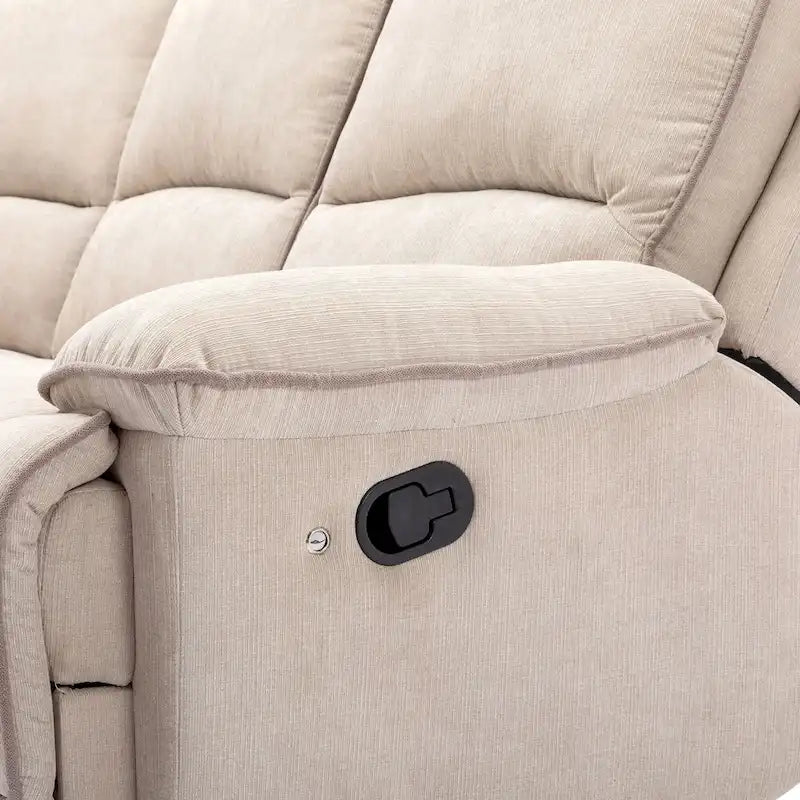 Fauteuil inclinable manuel avec bande lumineuse LED, ports USB, rangement dissimulé et porte-gobelets - Crème