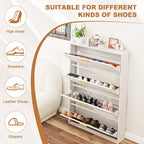 Meuble à chaussures fin en métal avec 3 ou 4 tiroirs basculants - Rangement peu encombrant pour entrée et couloir