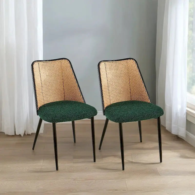 Chaises de salle à manger en rotin (lot de 2) avec pieds en métal