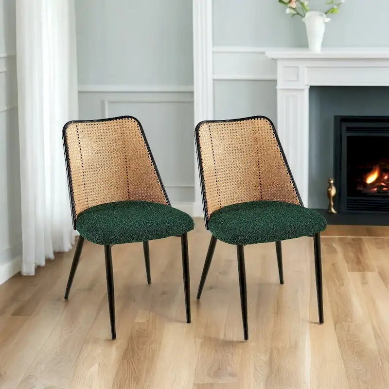Chaises de salle à manger en rotin (lot de 2) avec pieds en métal