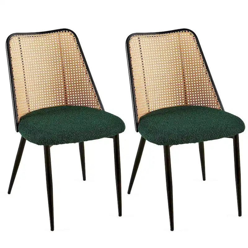 Chaises de salle à manger en rotin (lot de 2) avec pieds en métal