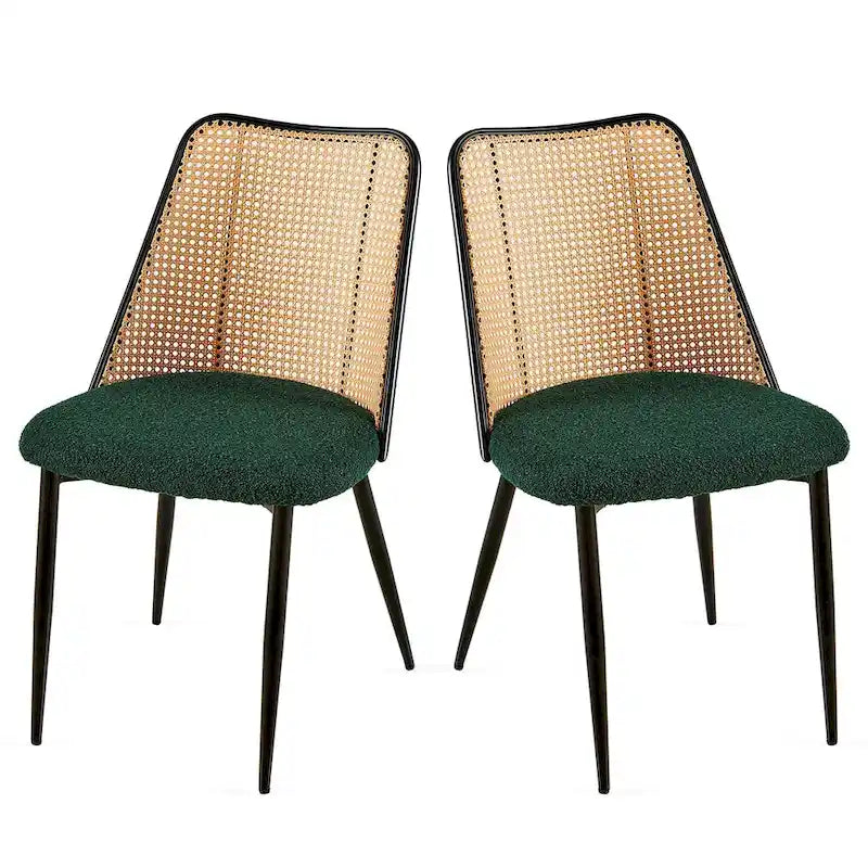 Chaises de salle à manger en rotin (lot de 2) avec pieds en métal