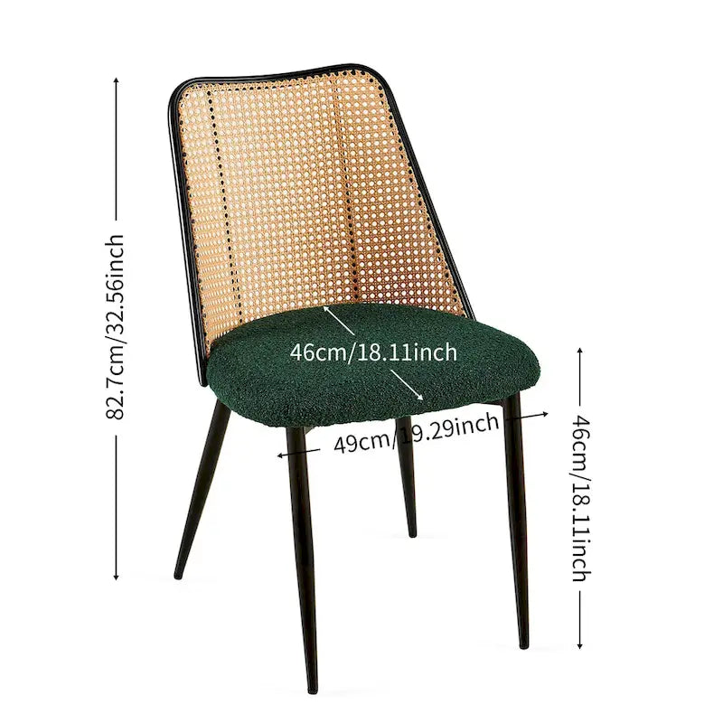 Chaises de salle à manger en rotin (lot de 2) avec pieds en métal