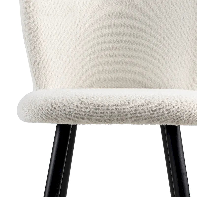 Tabouret de bar moderne 30", siège blanc avec pieds en métal noir et embouts dorés