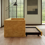 Lit de repos capitonné en velours côtelé avec lit gigogne