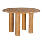 Table à manger ronde, plateau de 48 pouces, bois de manguier, brun naturel, 4 pieds piliers