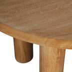 Table à manger ronde, plateau de 48 pouces, bois de manguier, brun naturel, 4 pieds piliers