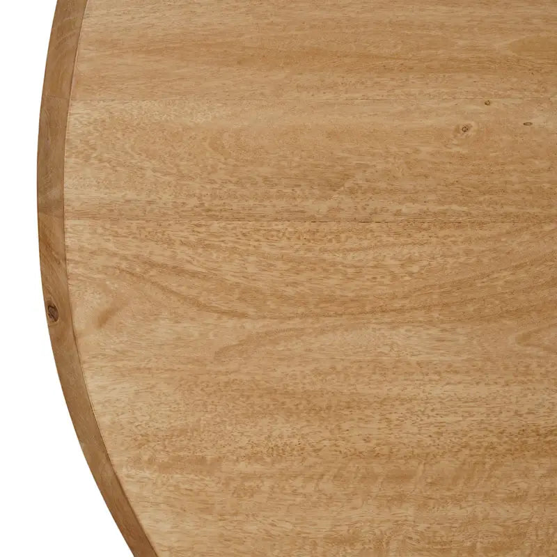 Table à manger ronde, plateau de 48 pouces, bois de manguier, brun naturel, 4 pieds piliers
