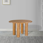 Table à manger ronde, plateau de 48 pouces, bois de manguier, brun naturel, 4 pieds piliers