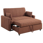 Canapé-lit double avec coussins traversins, Boucle Cuivre Marron, 152 cm