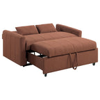 Canapé-lit double avec coussins traversins, Boucle Cuivre Marron, 152 cm