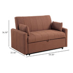 Canapé-lit double avec coussins traversins, Boucle Cuivre Marron, 152 cm