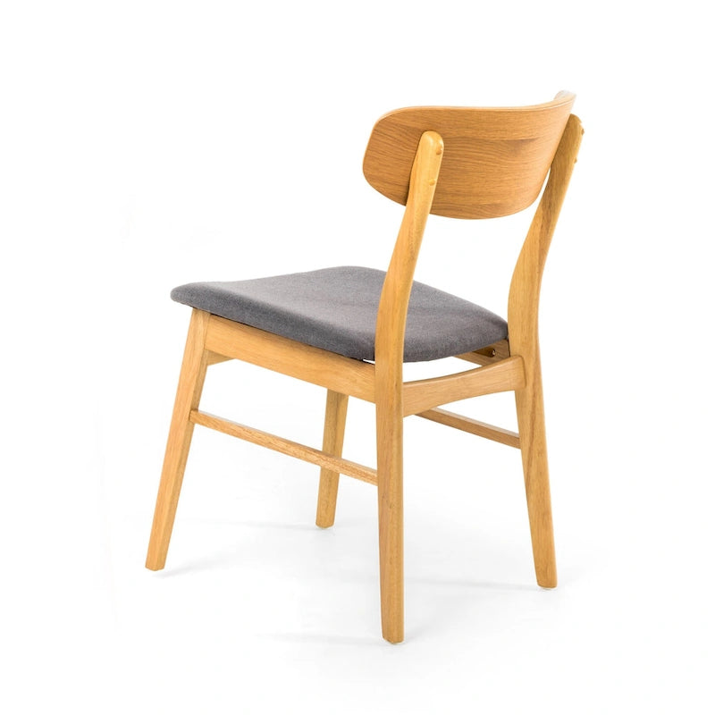 Lot de 2 chaises de salle à manger - Siège rembourré gris, pieds évasés