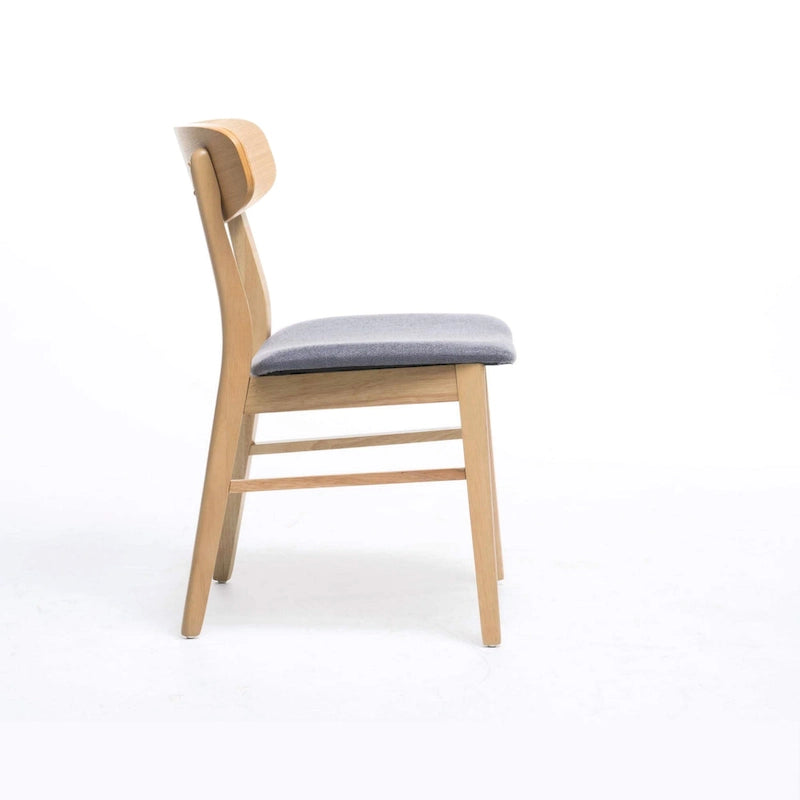 Lot de 2 chaises de salle à manger - Siège rembourré gris, pieds évasés