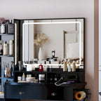 Coiffeuse avec miroir LED et tabouret rembourré