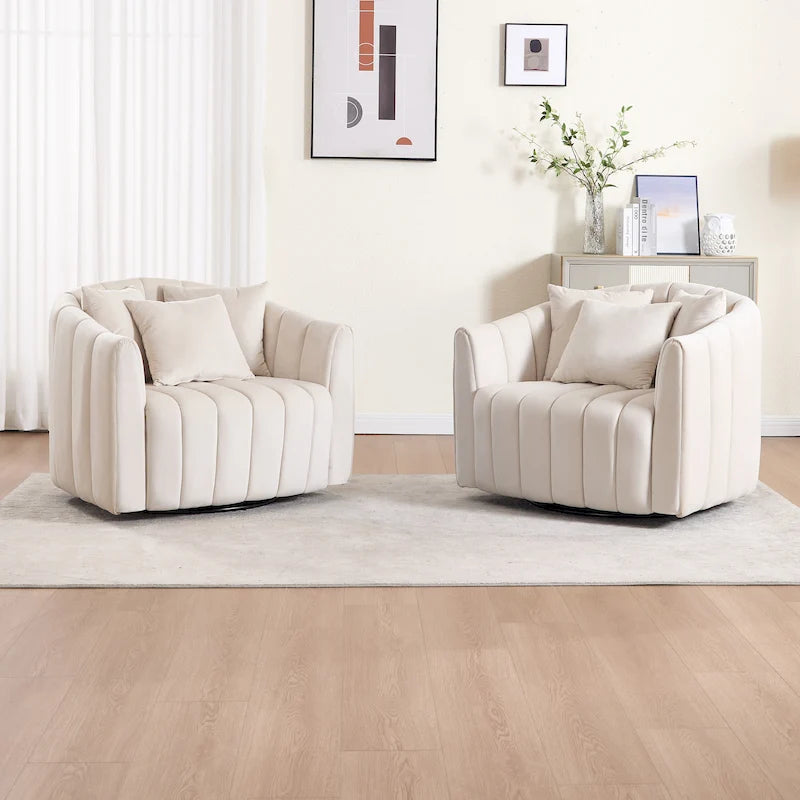 Fauteuil d'appoint pivotant rembourré avec oreiller (lot de 2)