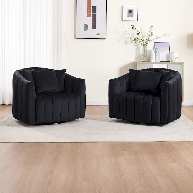 Fauteuil d'appoint pivotant rembourré avec oreiller (lot de 2)