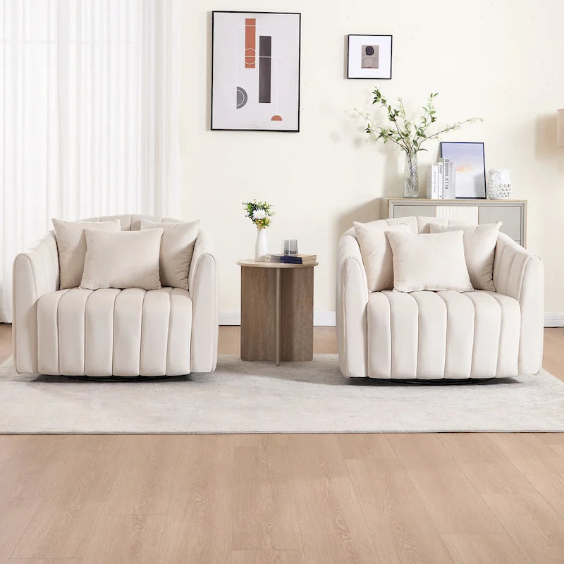 Fauteuil d'appoint pivotant rembourré avec oreiller (lot de 2)