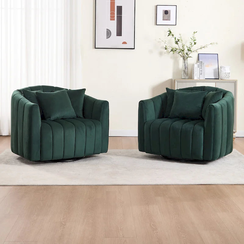 Fauteuil d'appoint pivotant rembourré avec oreiller (lot de 2)