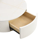 Tables basses gigognes rondes avec tiroir, plateau en MDF et base en métal