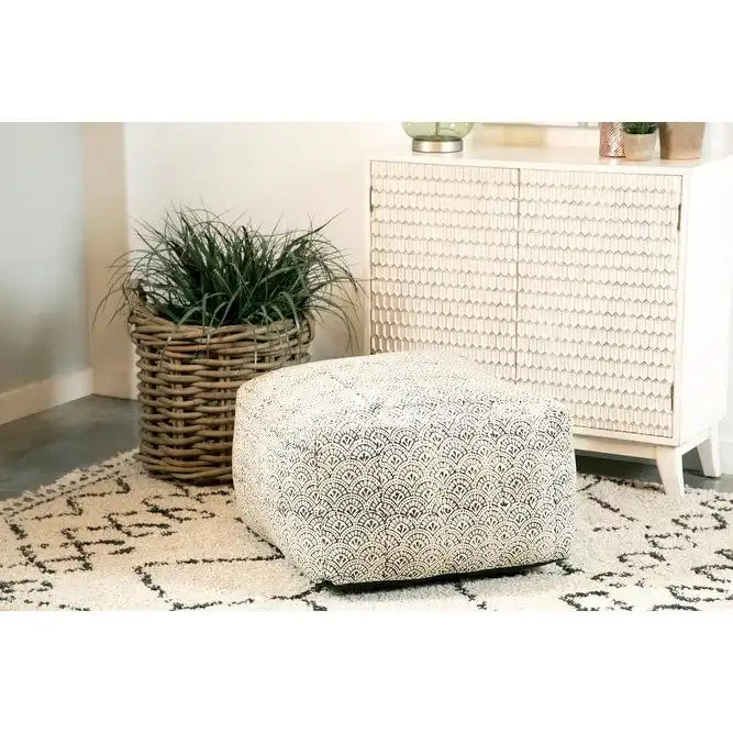 Pouf de sol rembourré carré – Crème