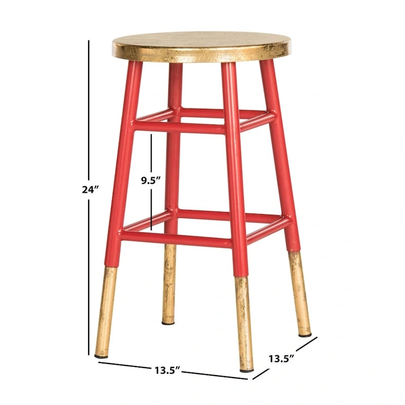 Tabouret de comptoir en métal de 61 cm avec garniture dorée