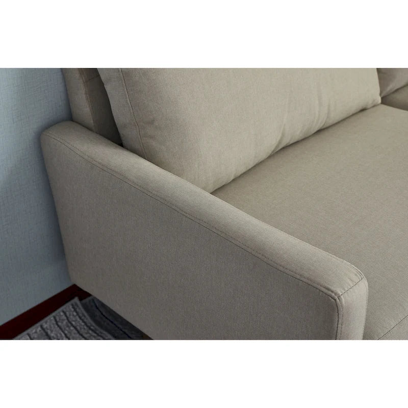 Canapé à accoudoirs carrés en lin de 178 cm