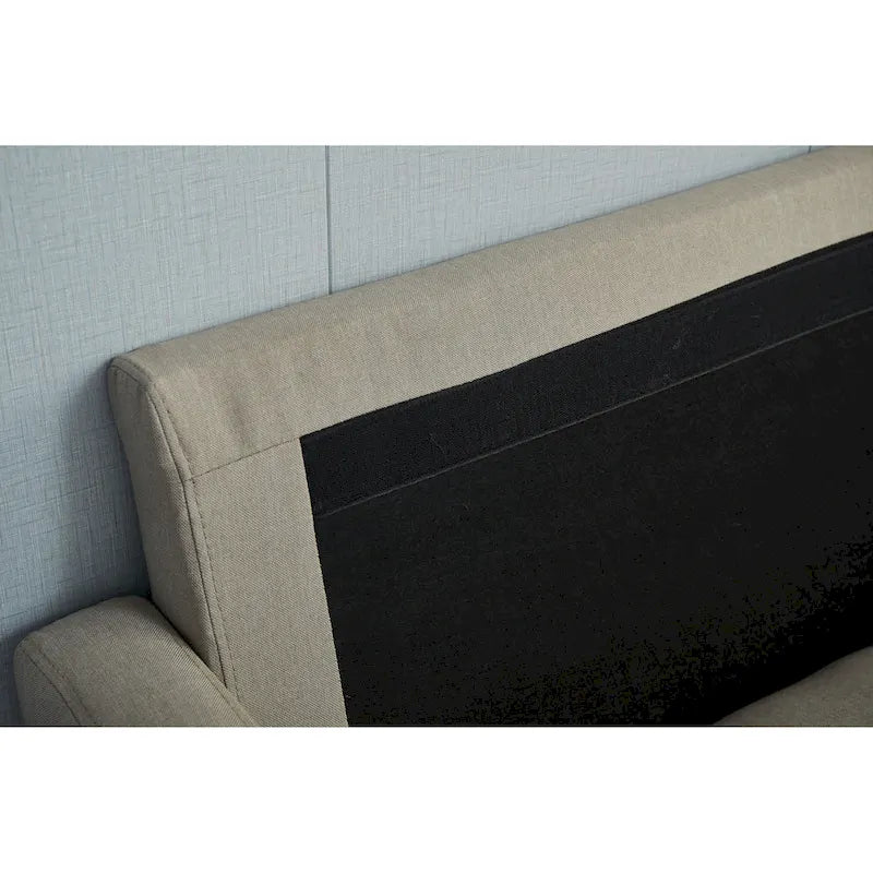 Canapé à accoudoirs carrés en lin de 178 cm