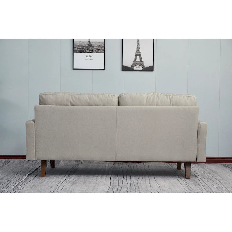 Canapé à accoudoirs carrés en lin de 178 cm
