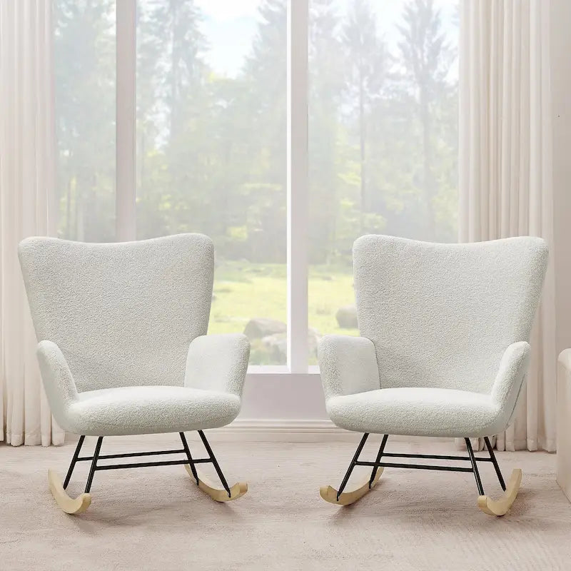 Ensemble de 2 fauteuils à bascule Teddy rembourrés avec poches de rangement