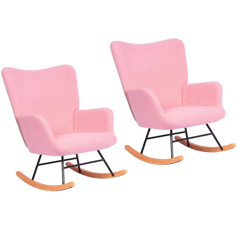Ensemble de 2 fauteuils à bascule Teddy rembourrés avec poches de rangement