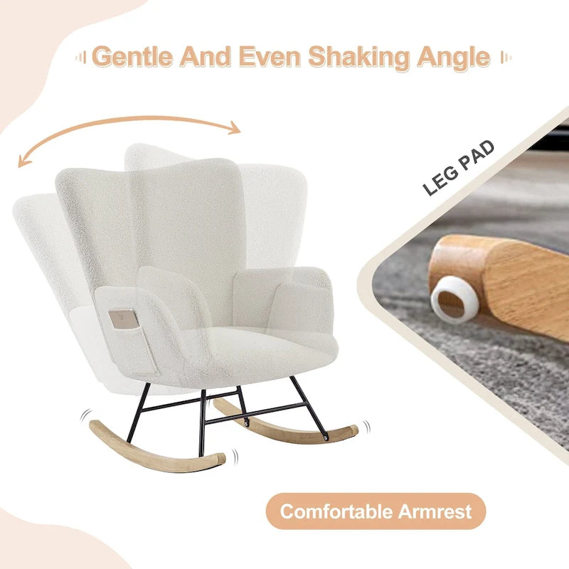 Ensemble de 2 fauteuils à bascule Teddy rembourrés avec poches de rangement