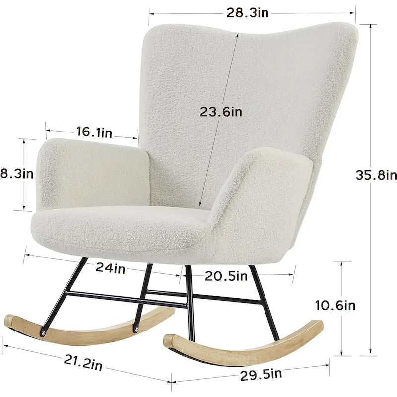 Ensemble de 2 fauteuils à bascule Teddy rembourrés avec poches de rangement