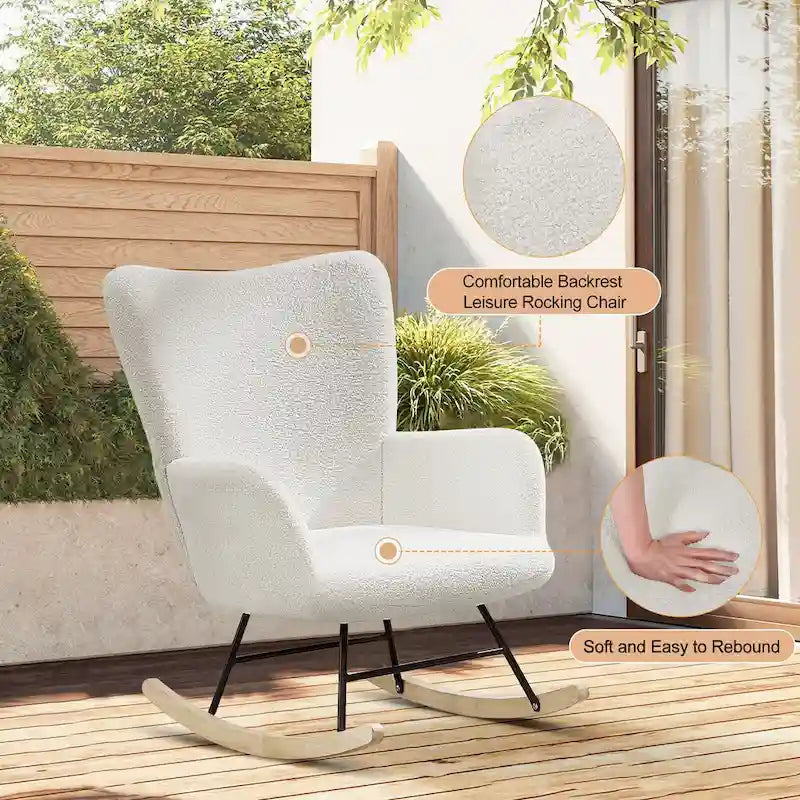 Ensemble de 2 fauteuils à bascule Teddy rembourrés avec poches de rangement