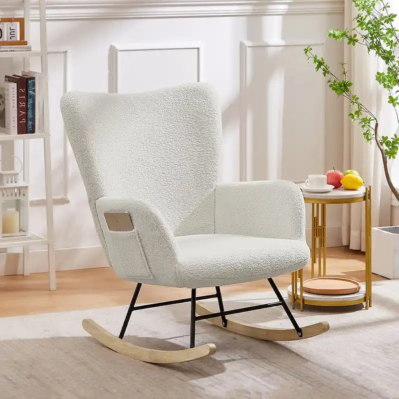 Ensemble de 2 fauteuils à bascule Teddy rembourrés avec poches de rangement