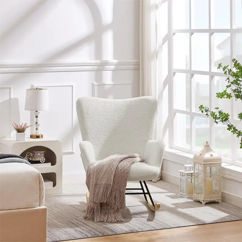 Ensemble de 2 fauteuils à bascule Teddy rembourrés avec poches de rangement