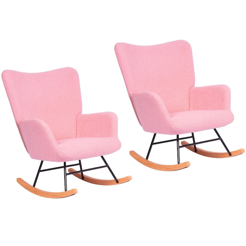 Ensemble de 2 fauteuils à bascule Teddy rembourrés avec poches de rangement
