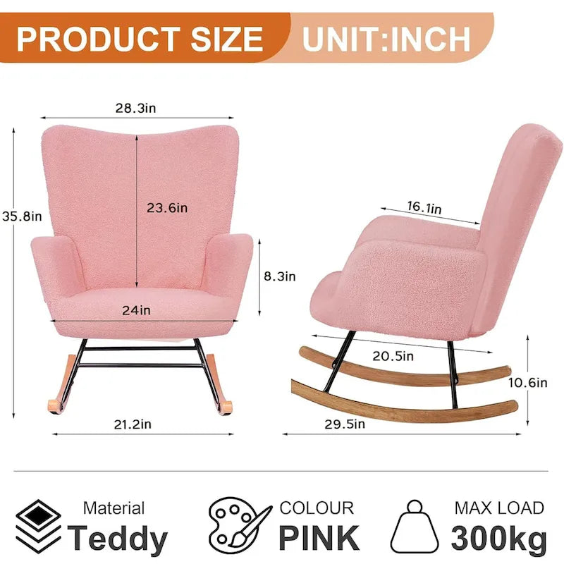Ensemble de 2 fauteuils à bascule Teddy rembourrés avec poches de rangement